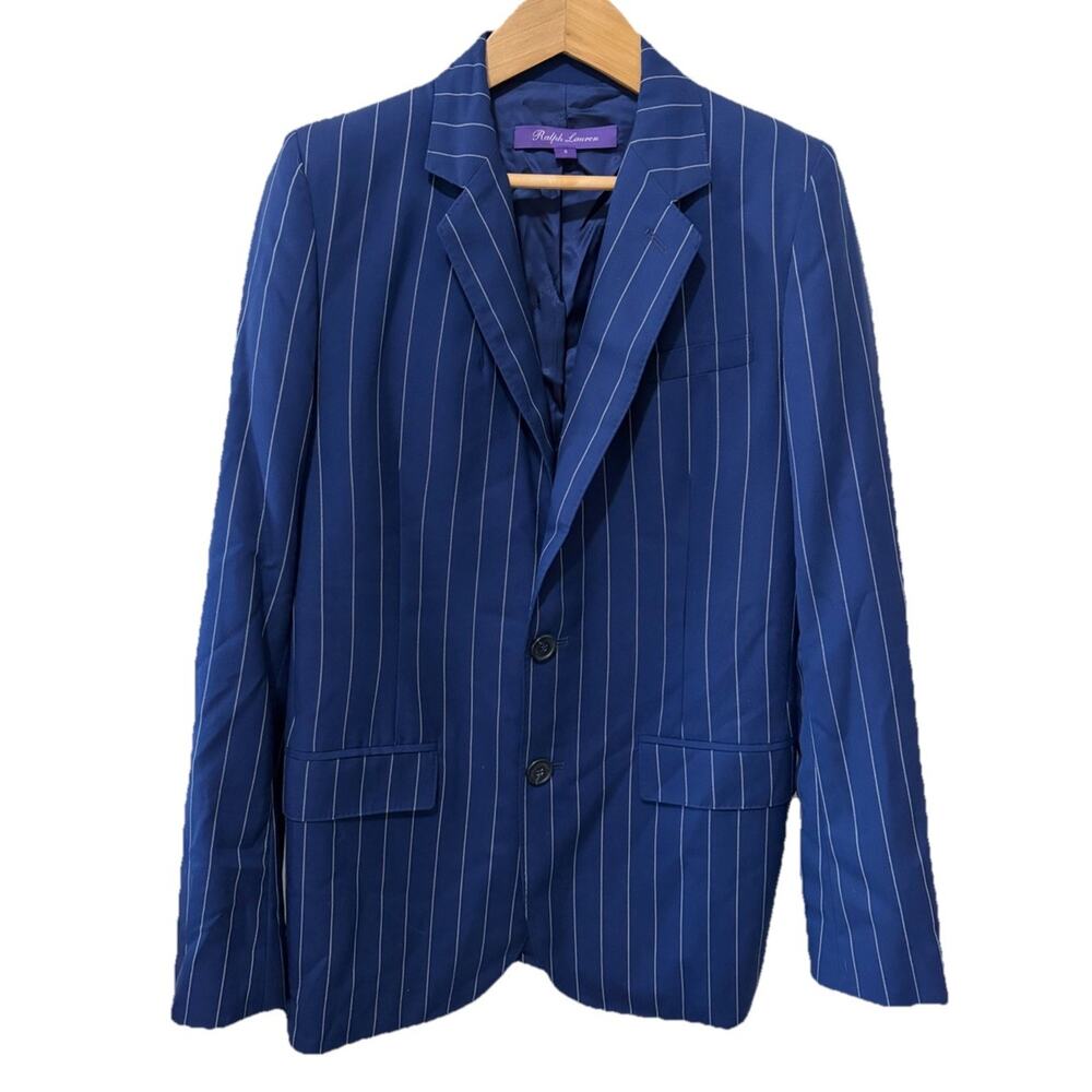 Ralph Lauren Purple Label Blazer Pinstripe Blue White Wool Cupro Lining 6